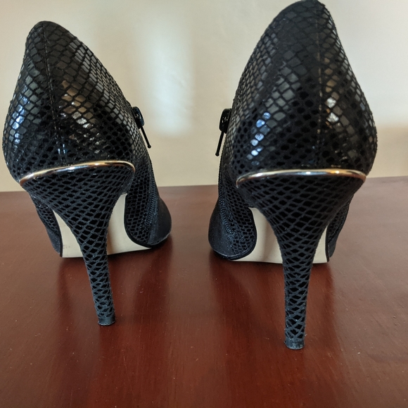 Stylettos, comfortable black boot snake / suede - Picture 4 of 7